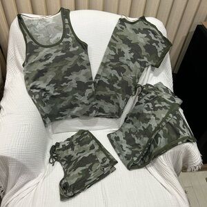 Lucky Brand Women's Camo Pajama 4 Piece Set